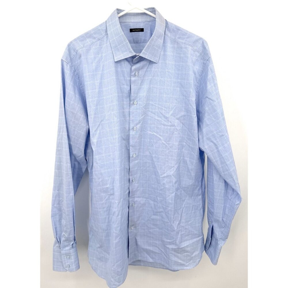 Suitsupply Dress Shirt Mens SIZE‎ MISSING Button Up Blue Cotton Preppy